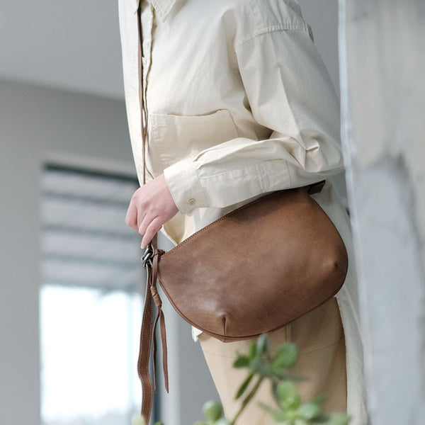 Vintage Ladies Boho Leather Side Cross Body Bags With Fringe for Women Minimalist