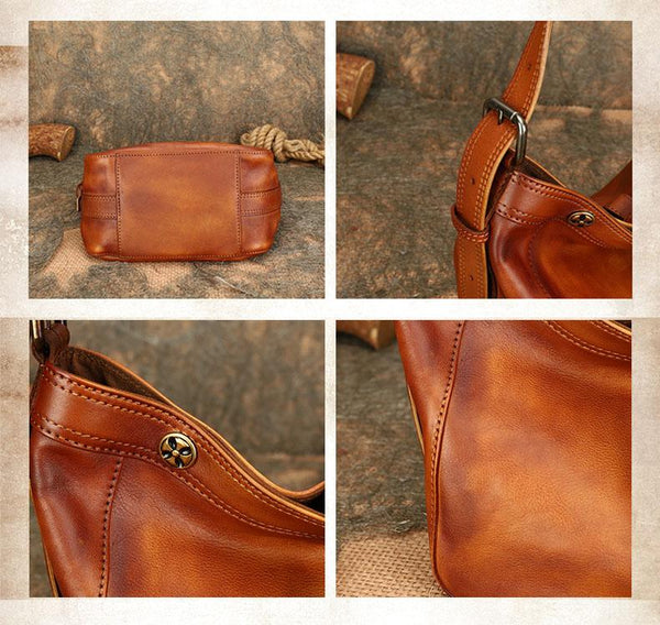 Vintage Ladies Boho Shoulder Bags Leather Crossbody Purse For Women Details