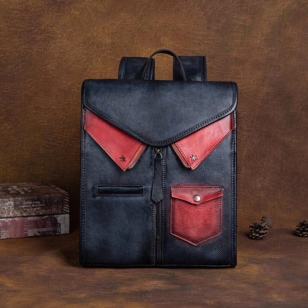 Brown Square-shaped Genuine Leather Bag