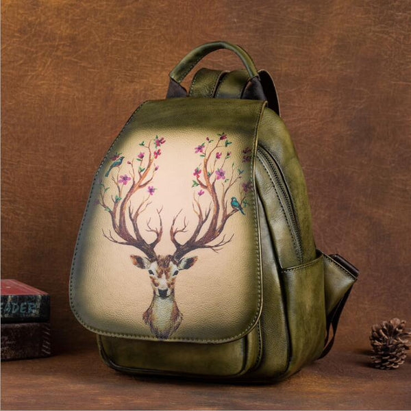 Vintage Ladies Leather Backpack Purse With Built In Universal USB Port For Women Best
