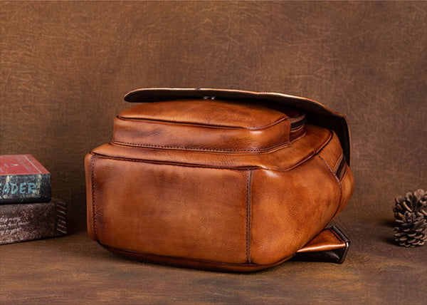 Vintage Ladies Leather Backpack Purse With Built In Universal USB Port For Women Durable