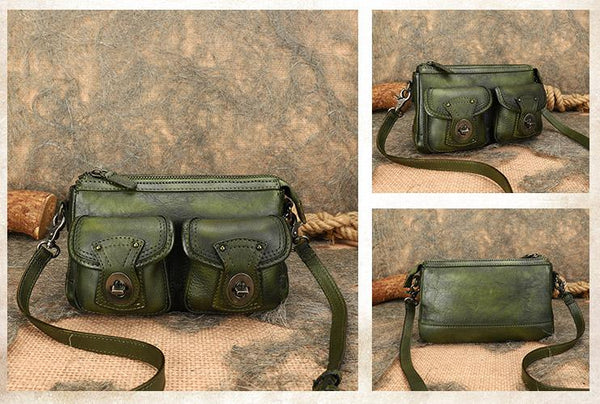 Vintage Ladies Leather Cross Shoulder Purse Women's Satchel Bag Badass