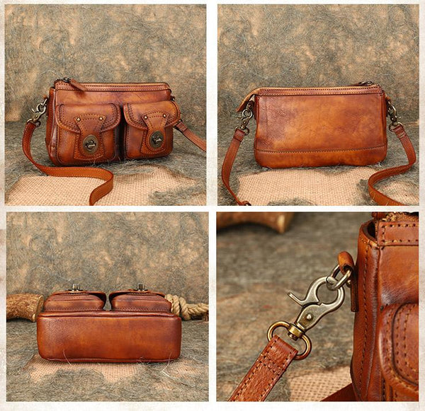 Vintage Ladies Leather Cross Shoulder Purse Women's Satchel Bag Cowhide