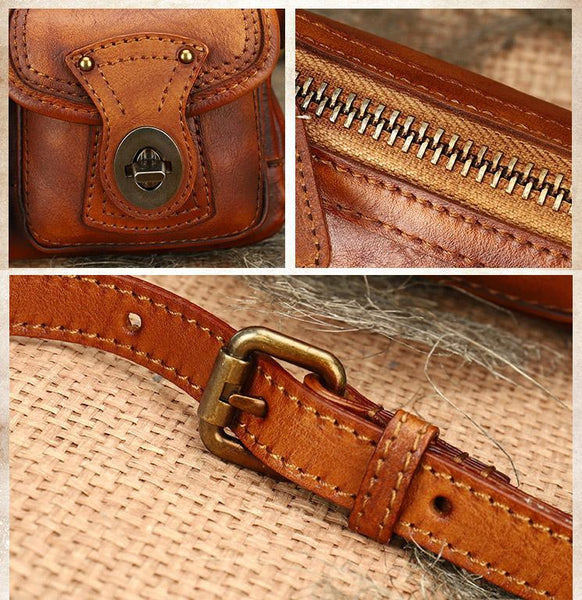 Vintage Ladies Leather Cross Shoulder Purse Women's Satchel Bag Details