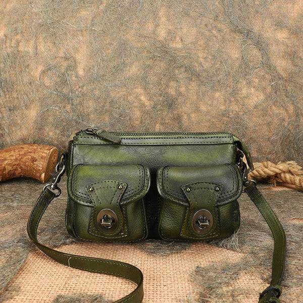 Vintage Ladies Leather Cross Shoulder Purse Women's Satchel Bag Genuine Leather