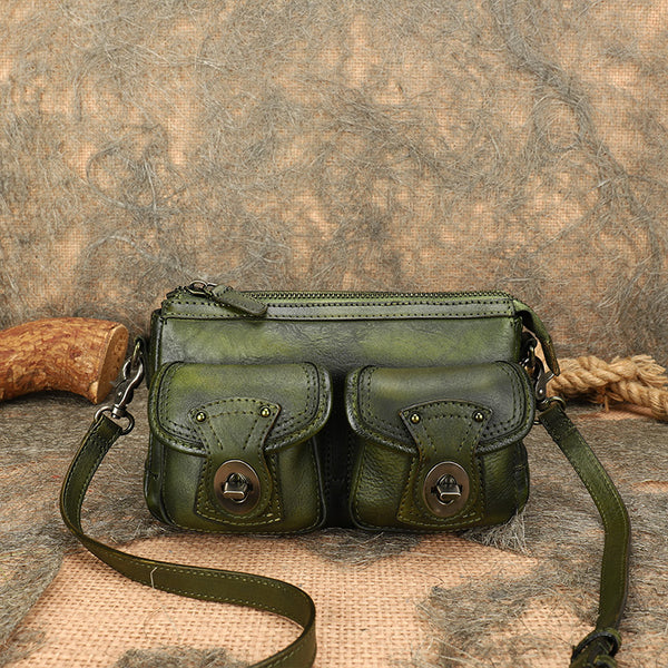 Vintage Ladies Leather Cross Shoulder Purse Women's Satchel Bag Genuine Leather