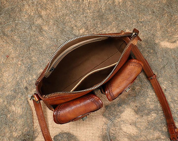 Vintage Ladies Leather Cross Shoulder Purse Women's Satchel Bag Inside