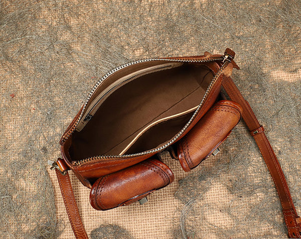 Vintage Ladies Leather Cross Shoulder Purse Women's Satchel Bag Inside