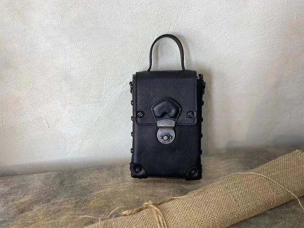 Mini Women's Leather Cell Phone Purses With Shoulder Strap Leather Over The Shoulder Bag