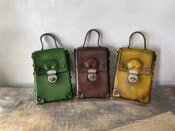 Mini Women's Leather Cell Phone Purses With Shoulder Strap Leather Over The Shoulder Bag