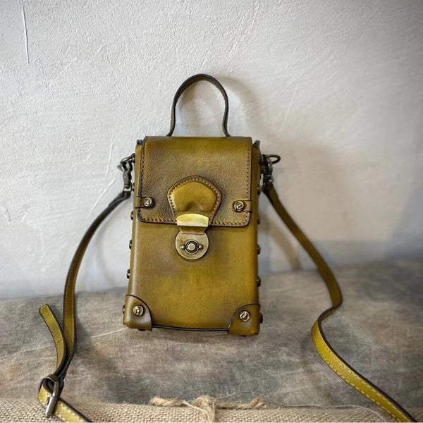 Mini Women's Leather Cell Phone Purses With Shoulder Strap Leather Over The Shoulder Bag