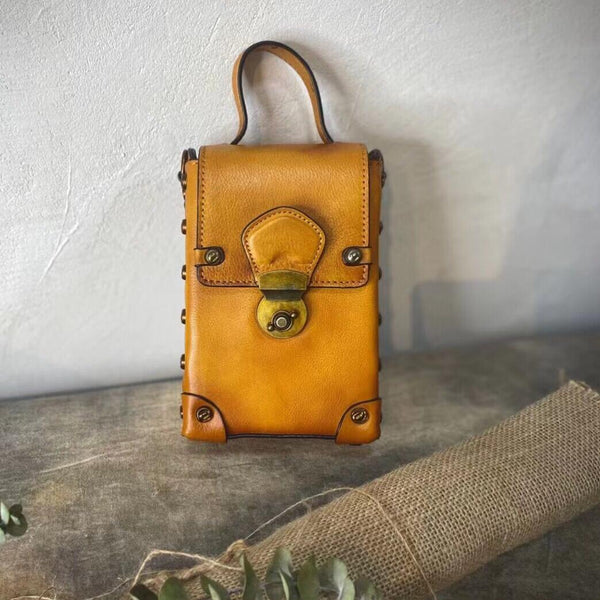 Mini Women's Leather Cell Phone Purses With Shoulder Strap Leather Over The Shoulder Bag