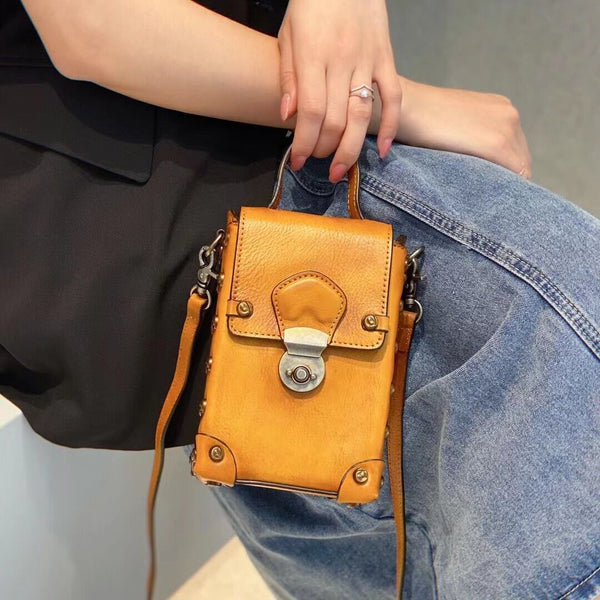 Vintage Ladies Leather Crossbody Cell Phone Shoulder Bag Side Bags Original