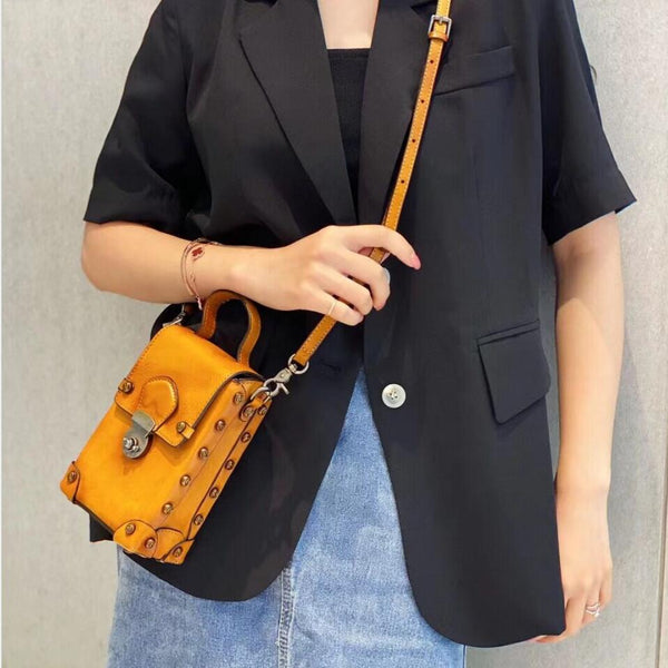 Mini Women's Leather Cell Phone Purses With Shoulder Strap Leather Over The Shoulder Bag