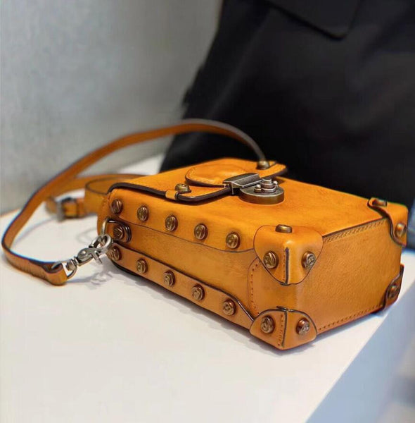 Vintage Ladies Leather Crossbody Cell Phone Shoulder Bag Side Bags Handmade