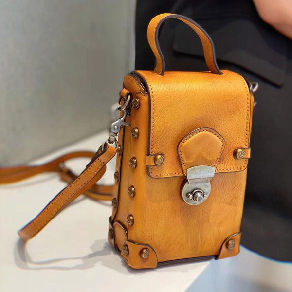 Vintage Ladies Leather Crossbody Cell Phone Shoulder Bag Side Bags For Women