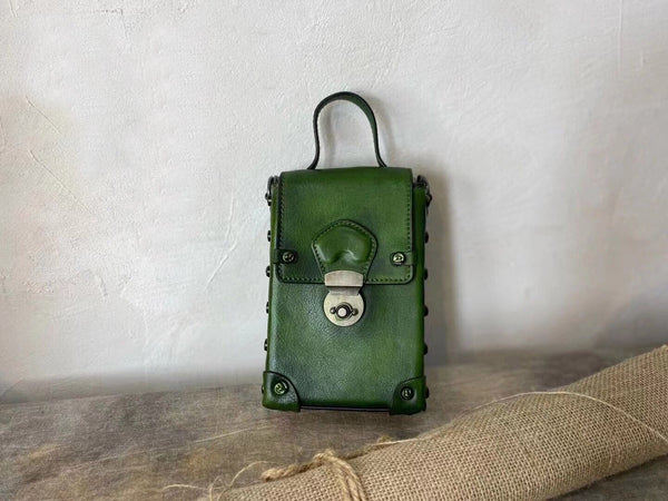 Mini Women's Leather Cell Phone Purses With Shoulder Strap Leather Over The Shoulder Bag