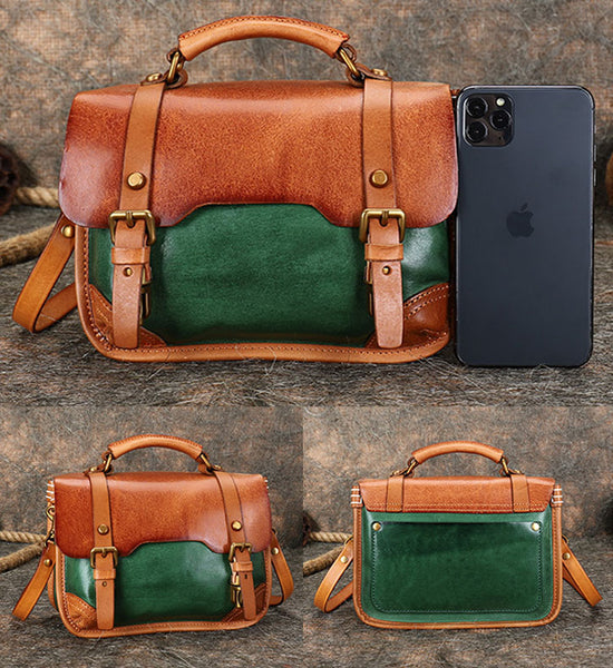 Vintage Ladies Leather Crossbody Messenger Bag Satchel Handbags for Women Designer