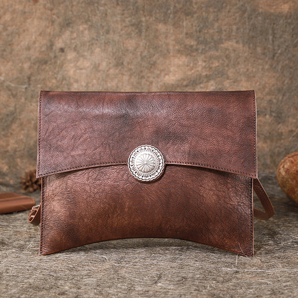 Vintage Ladies Leather Flap Shoulder Bag Women's Satchel Bag Beautiful