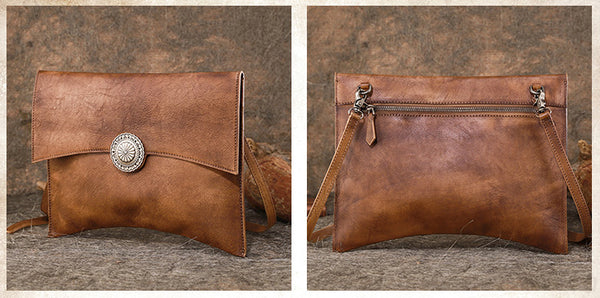 Vintage Ladies Leather Flap Shoulder Bag Women's Satchel Bag Cowhide