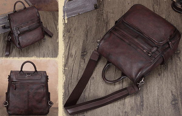Vintage Ladies Leather Satchel Backpack Purse Sling Bags for Women Chic