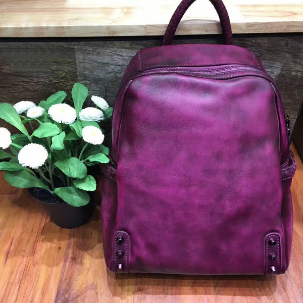 Funky Womens Genuine Leather Rucksack Backpack Purse Book Bag For Women