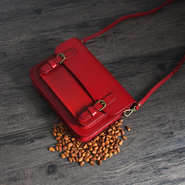 Vintage Leather Satchel Bag Womens Crossbody Bags Shoulder Bag Boutique