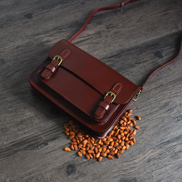 Vintage Leather Satchel Bag Womens Crossbody Bags Shoulder Bag chic