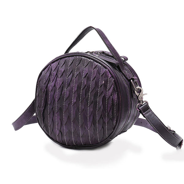 Vintage Leather Women Circle Bag