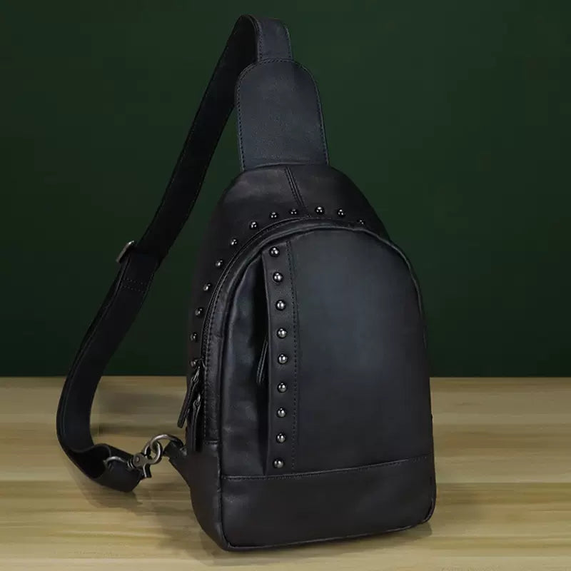 Vintage Leather Women's Sling Bag Purse Chest Bag For Women Badass