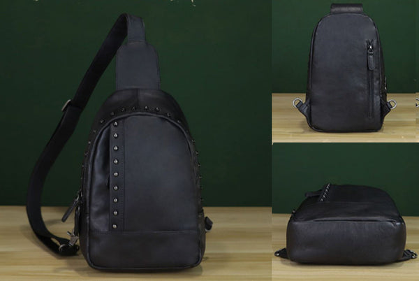 Vintage Leather Women's Sling Bag Purse Chest Bag For Women Cute