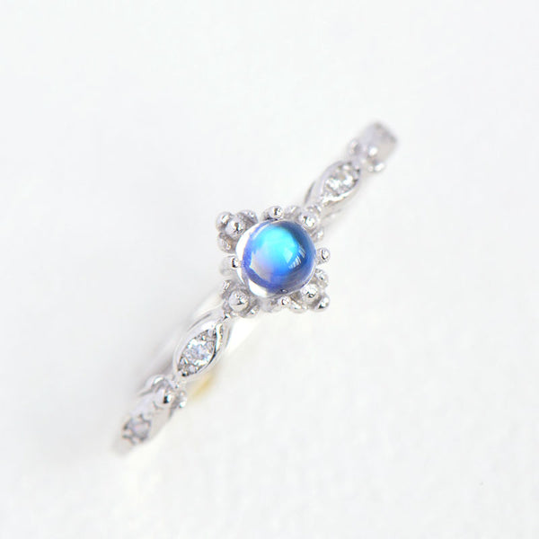 Vintage Moonstone Ring Silver Engage Ring June Birthstone Women cute