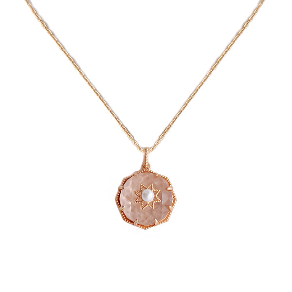 Vintage Pearl White Quartz Crystal Pendant Necklace Gold Silver Jewelry Women beautiful