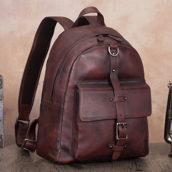 Vintage Style Ladies Leather Rucksack Backpack Purse for Women Affordable