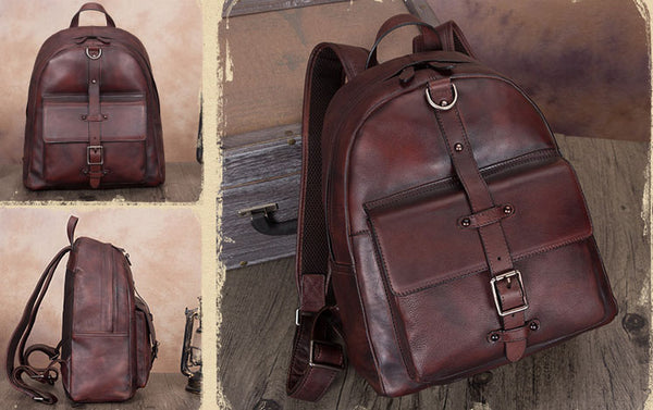 Vintage Style Ladies Leather Rucksack Backpack Purse for Women Cute