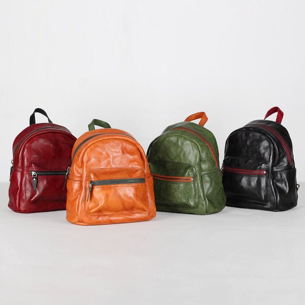 Vintage Style Ladies Mini Genuine Leather Backpack Purse Bookbag for Women