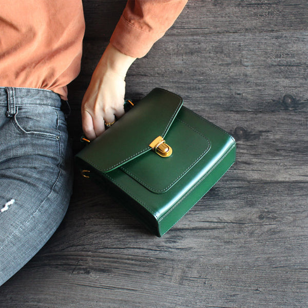 Vintage Women Brown Leather Satchel Bag Crossbody Bags Shoulder Bag Genuine Leather