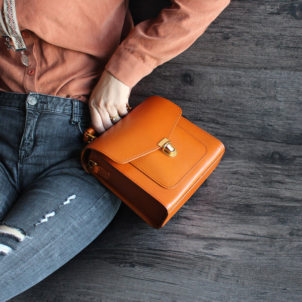 Vintage Women Brown Leather Satchel Bag Crossbody Bags Shoulder Bag beautiful