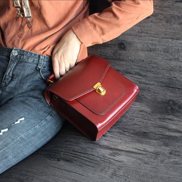 Vintage Women Brown Leather Satchel Bag Crossbody Bags Shoulder Bag gift