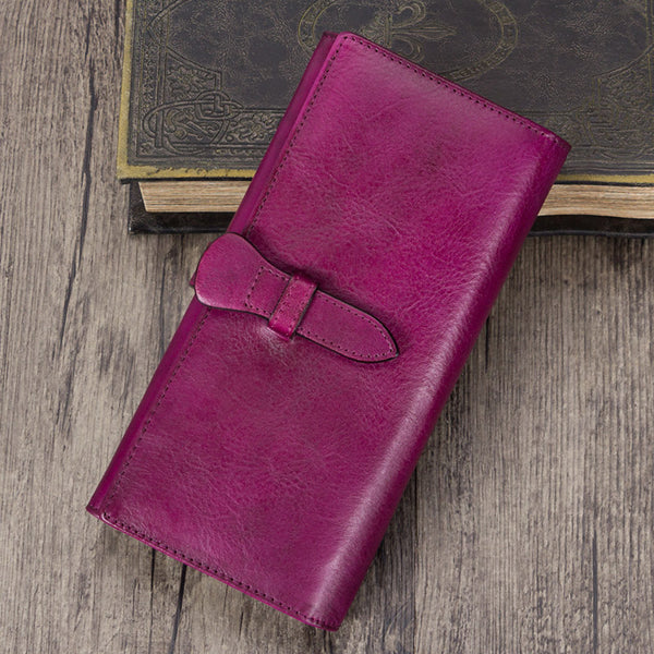 Vintage Women's Billfold Long Leather Wallet Long For Women Accessories