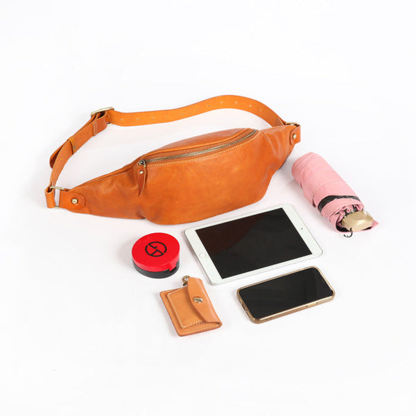 Vintage Women's Crossbody Chest Bag Leather Waist Bag For Women Capacity