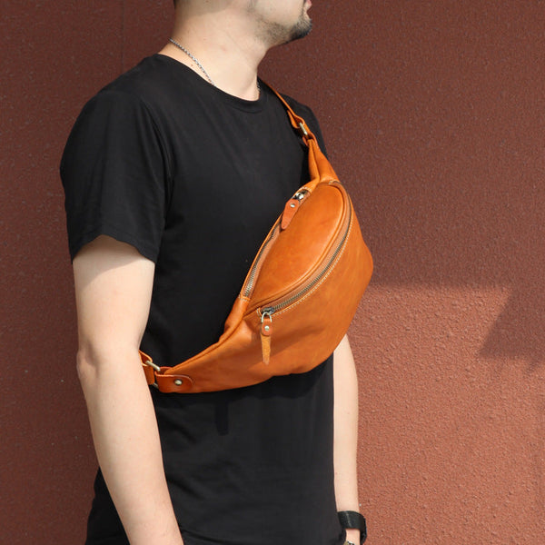 Vintage Women's Crossbody Chest Bag Leather Waist Bag For Women Casual