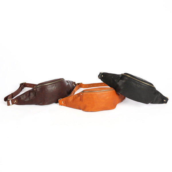 Vintage Women's Crossbody Chest Bag Leather Waist Bag For Women Fashion
