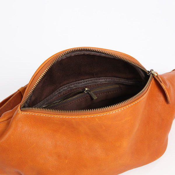 Vintage Women's Crossbody Chest Bag Leather Waist Bag For Women Inside