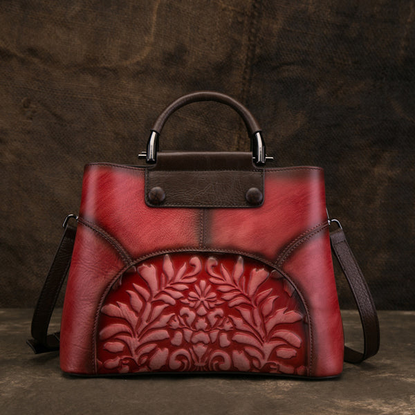 Vintage Women's Embossed Genuine Leather Handbags Cross Shoulder Bag Purse For Women Chic