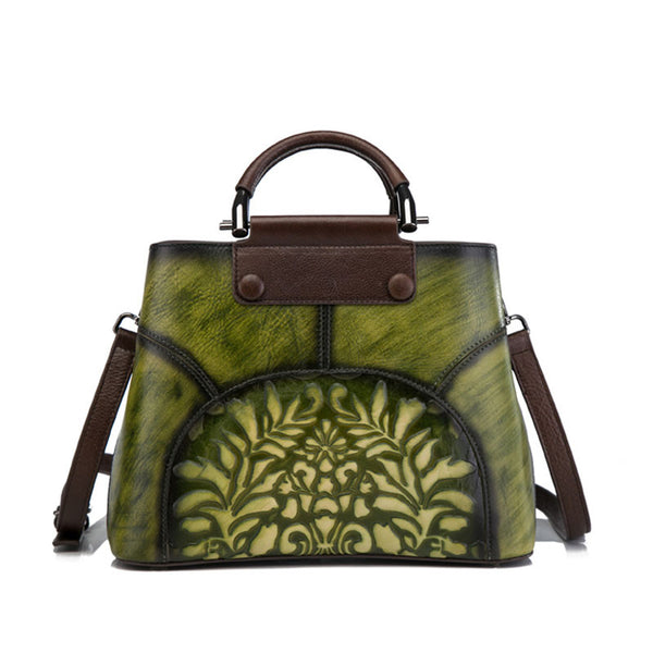 Vintage Women's Embossed Genuine Leather Handbags Cross Shoulder Bag Purse For Women Cute