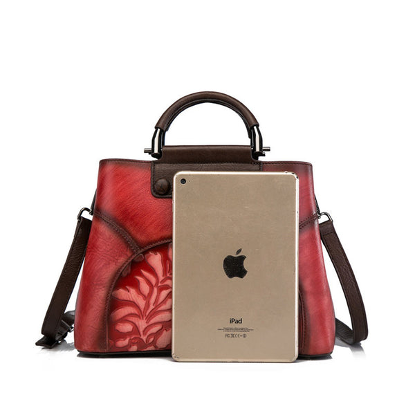 Vintage Women's Embossed Genuine Leather Handbags Cross Shoulder Bag Purse For Women Fashion