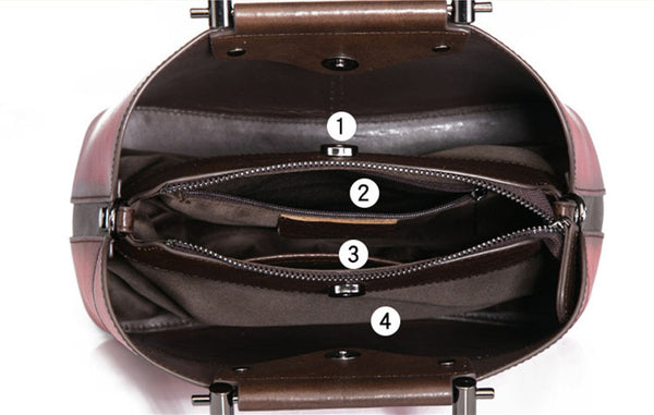 Vintage Women's Embossed Genuine Leather Handbags Cross Shoulder Bag Purse For Women Inside