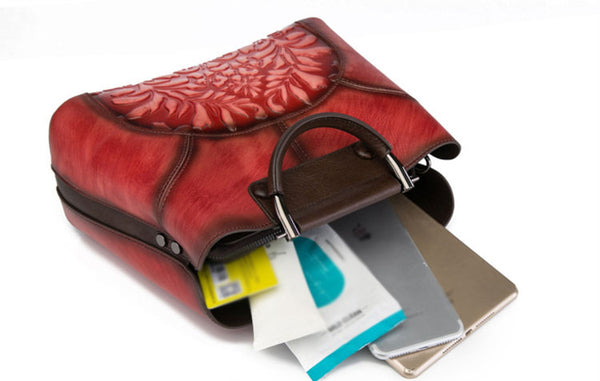 Vintage Women's Embossed Genuine Leather Handbags Cross Shoulder Bag Purse For Women Nice