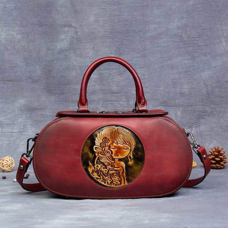 Vintage Women's Genuine Leather Handbags Cross Shoulder Bag For Women Affordable